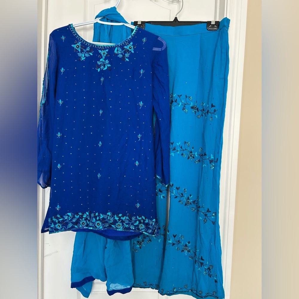 Blue / Teal Embroidered Indian suit